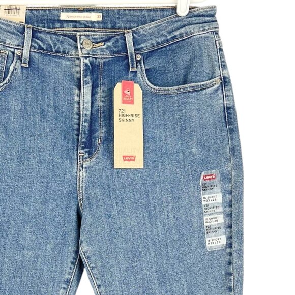 Levis 721 Women's High-Rise Skinny Stretch Blue Denim Jeans Size 16S Raw Hem NWT - Picture 13 of 15